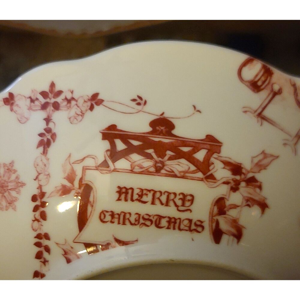 BonJour Yuletide Garland Merry Christmas Soup Cereal‎ Bowl 2014 RARE Vintage